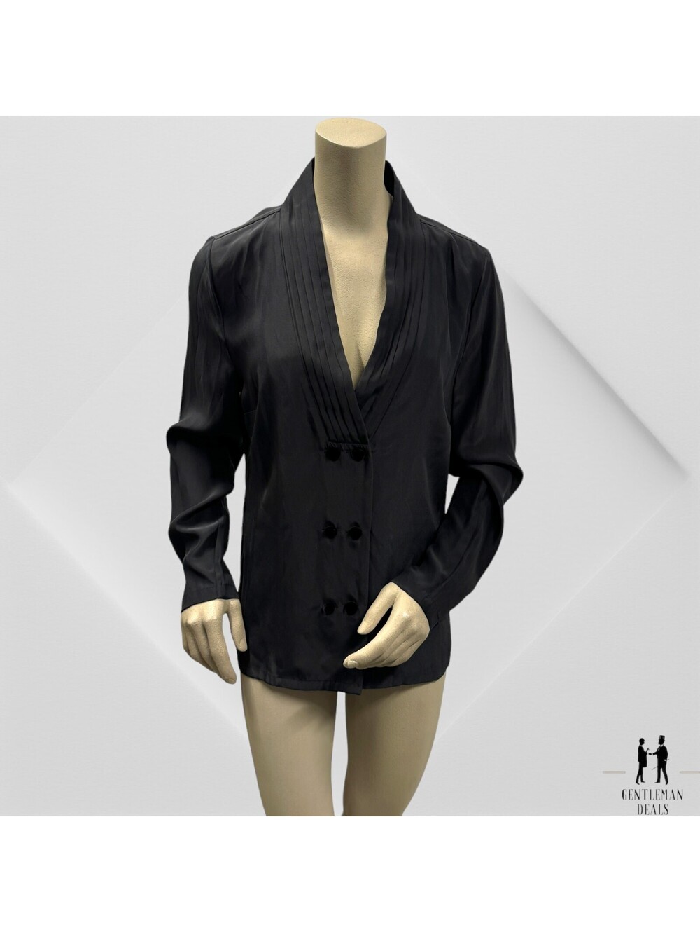 Frame Womens Size M Black Silk Satin Blazer No Lapel Edgy Details Style lwot0083
